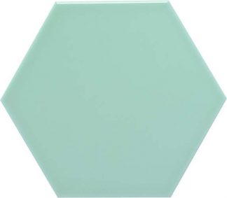 PIASTRELLA DA RIVESTIMENTO 11 X 13 ESAGONO SOLIDO LUCIDO COLORE VERDE ACQUAMARINA